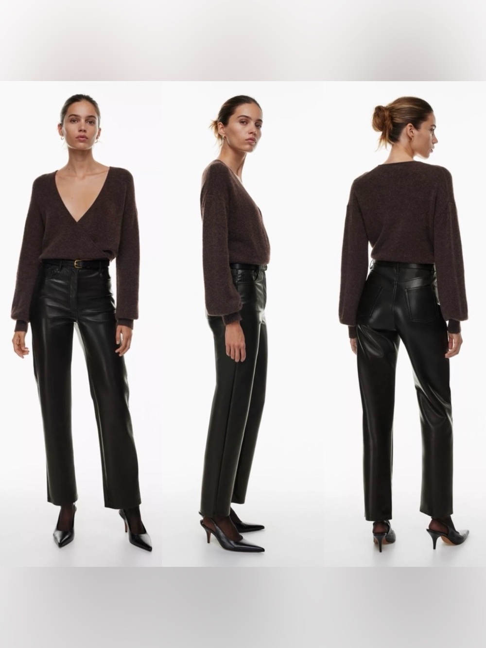 Aritzia Wilfred The Melina Ankle Straight Leg Faux Leather Pants Sz 2